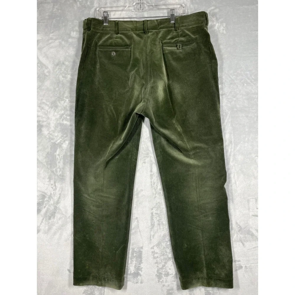 Polo Ralph Lauren Mens Olive Green Corduroy Trousers Adjustable Waist 38x32